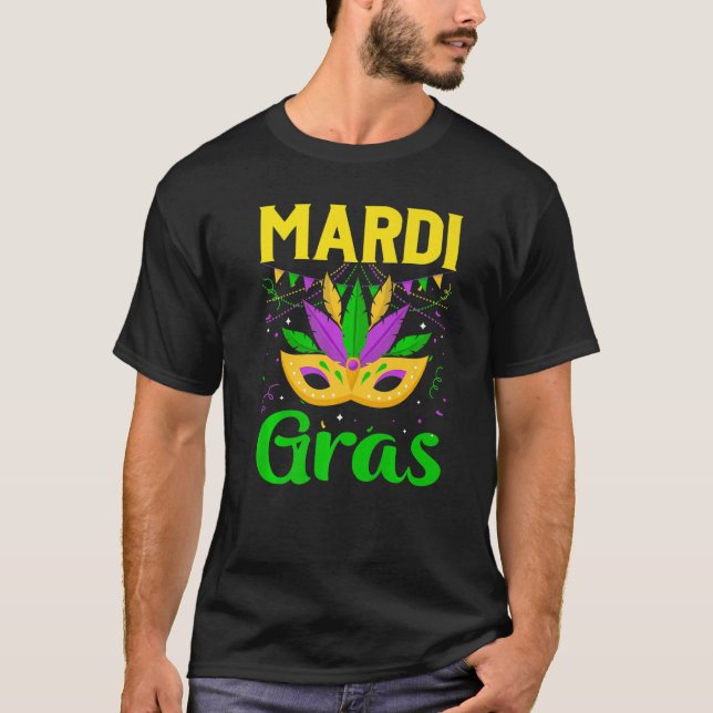 Mardi Gras Mask Beads Carnival Costume New Orleans T-Shirt (Vorderseite)