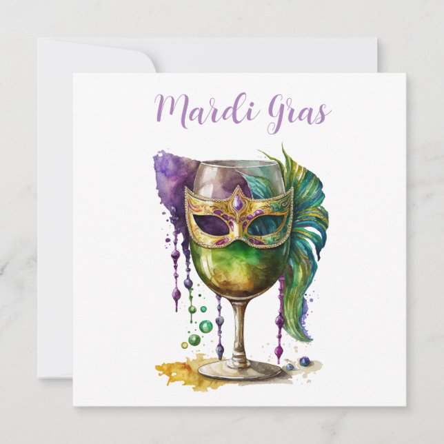 Mardi Gras Mask Einladung (Vorderseite)