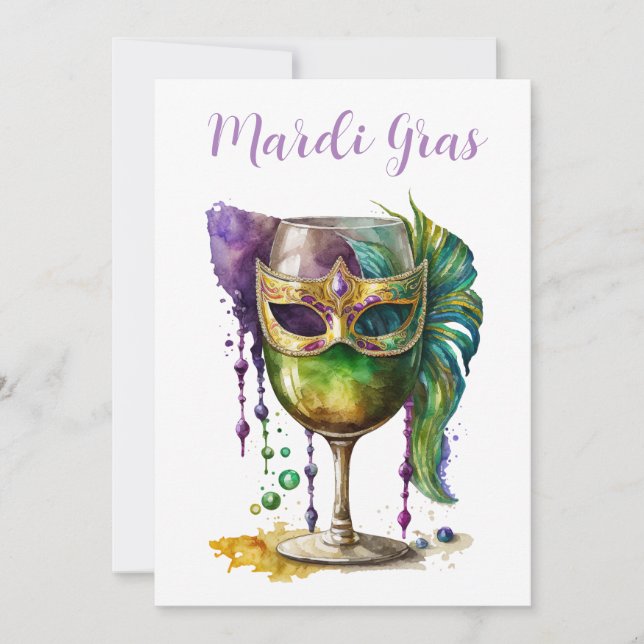 Mardi Gras Mask Einladung (Vorderseite)