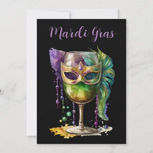 Mardi Gras Mask Einladung (Vorderseite)