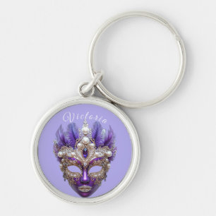 Mardi Gras Mask Elegante Perlen Feathers Gemis Schlüsselanhänger