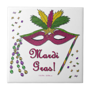 Mardi Gras Mask Feather Beads Fliese