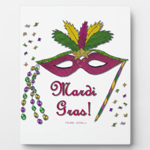 Mardi Gras Mask Feather Beads Fotoplatte