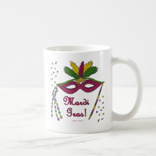 Mardi Gras Mask Feather Beads Kaffeetasse