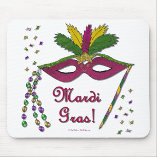 Mardi Gras Mask Feather Beads Mousepad