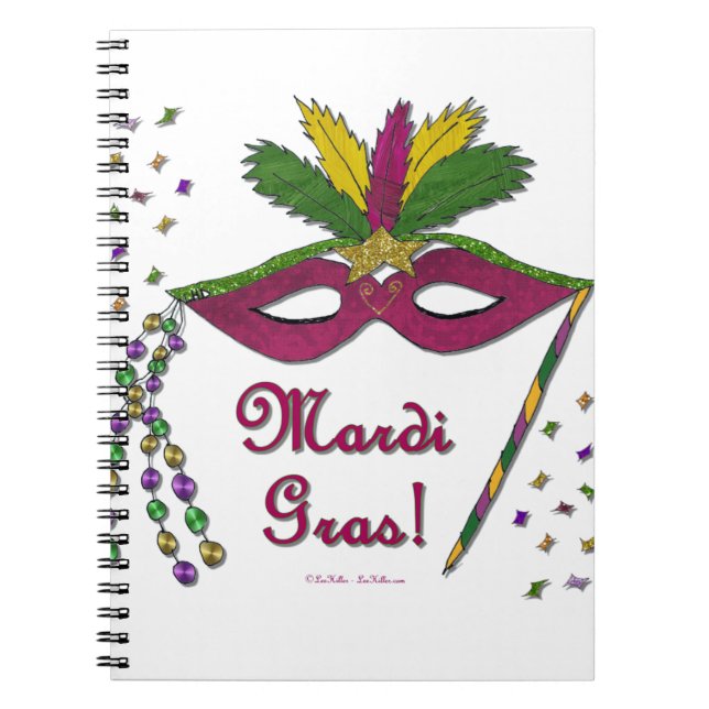 Mardi Gras Mask Feather Beads Notizblock (Vorderseite)