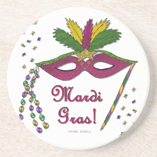 Mardi Gras Mask Feather Beads Untersetzer (Vorne)