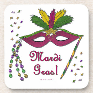 Mardi Gras Mask Feather Beads Untersetzer