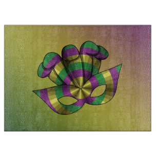 Mardi Gras Mask Glass Cutting Board Schneidebrett