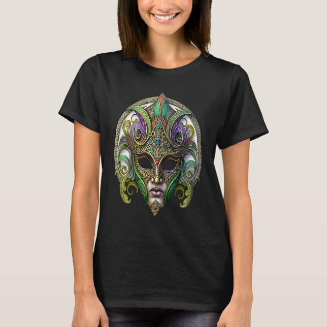 Mardi Gras Mask Green Purple & Gold  3 T-Shirt (Vorderseite)