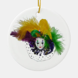 Mardi Gras Mask Jester Keramikornament