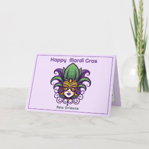 💚 💜 💛 Mardi Gras Mask Karte