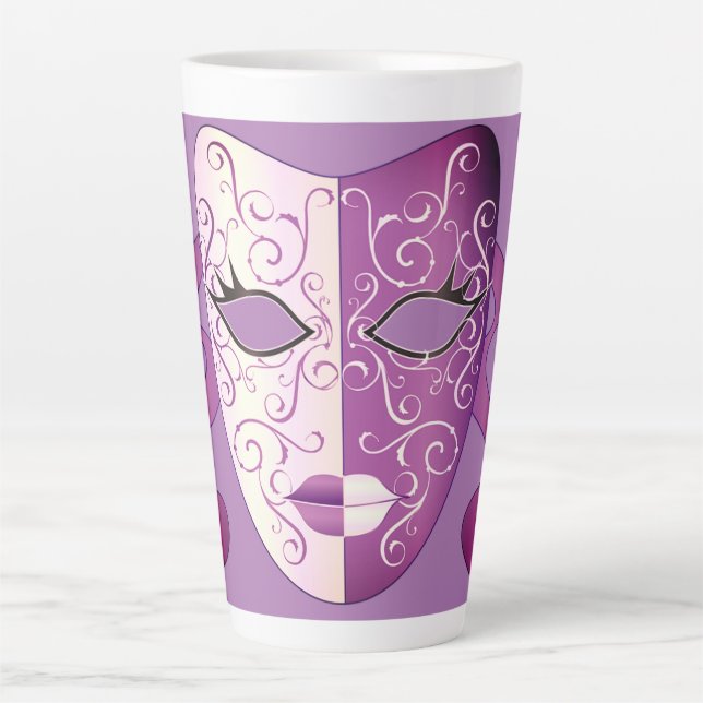 Mardi Gras Mask Latte Tasse 17 oz (Vorderseite)