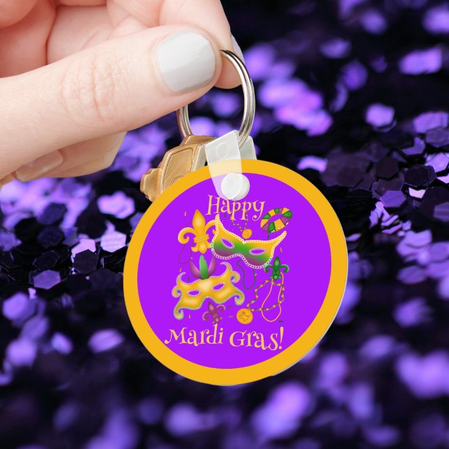 Mardi Gras Mask Lilie Beads King Cake Schlüsselanhänger (Von Creator hochgeladen)
