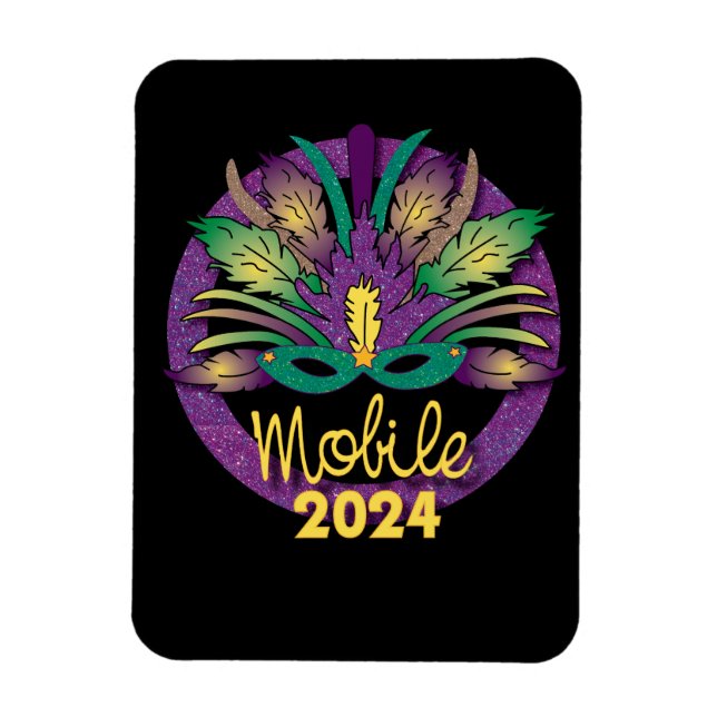 Mardi Gras Mask Magnet - 2024 - Mobile (Vertikal)