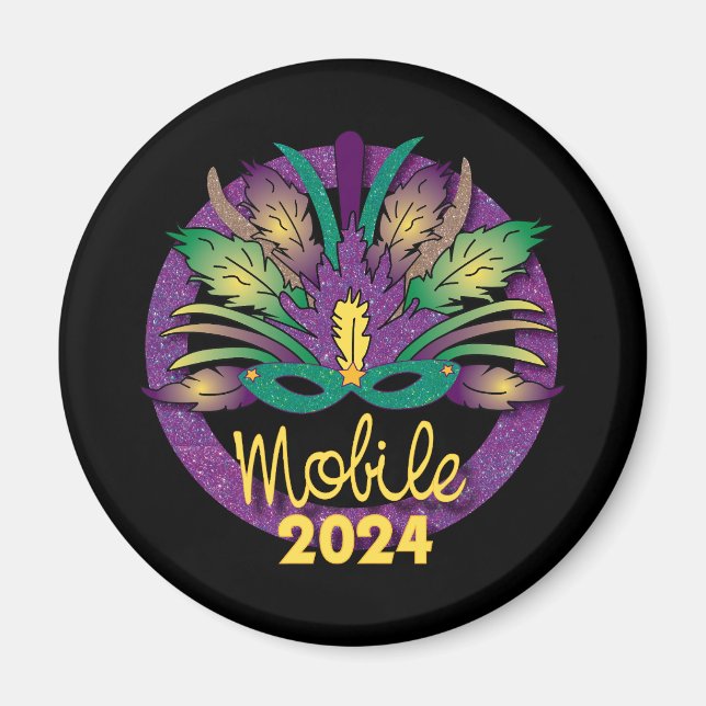 Mardi Gras Mask Magnet - 2024 - Mobile, AL (Vorne)