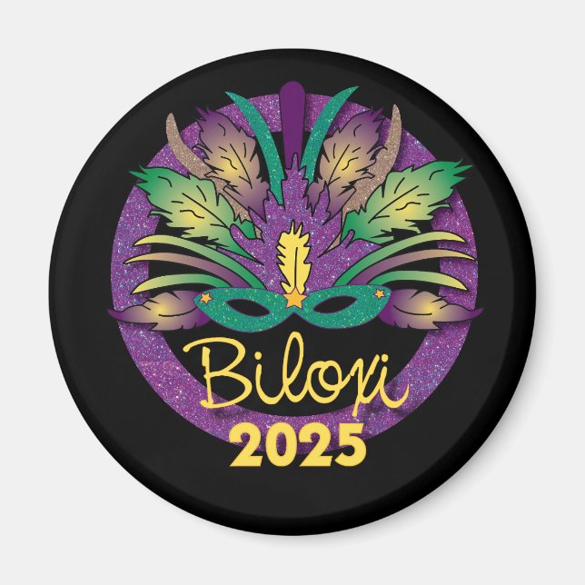 Mardi Gras Mask Magnet - 2025 - Biloxi, MS (Vorne)