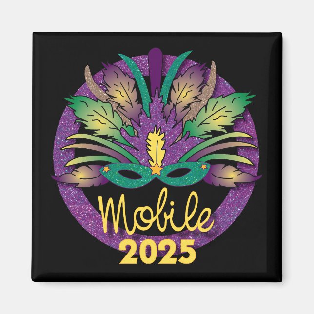 Mardi Gras Mask Magnet - 2025 - Mobile, AL (Vorne)