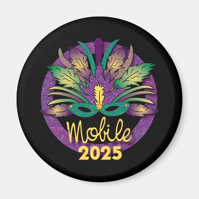 Mardi Gras Mask Magnet - 2025 - Mobile, AL (Vorne)