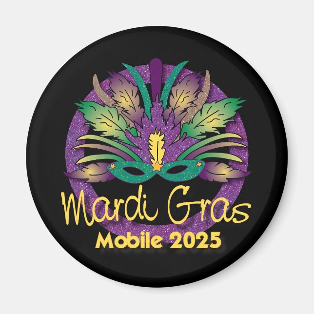 Mardi Gras Mask Magnet - 2025 - Mobile, AL (Vorne)