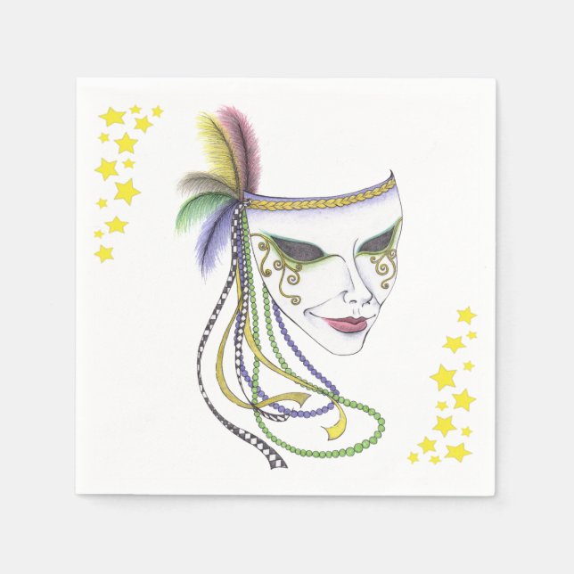 Mardi Gras Mask Paper Napkins Serviette (Vorderseite)