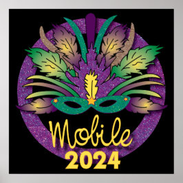 Mardi Gras Mask Poster - 2024 - Mobile