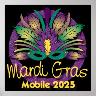 Mardi Gras Mask Poster - 2025 - Mobile
