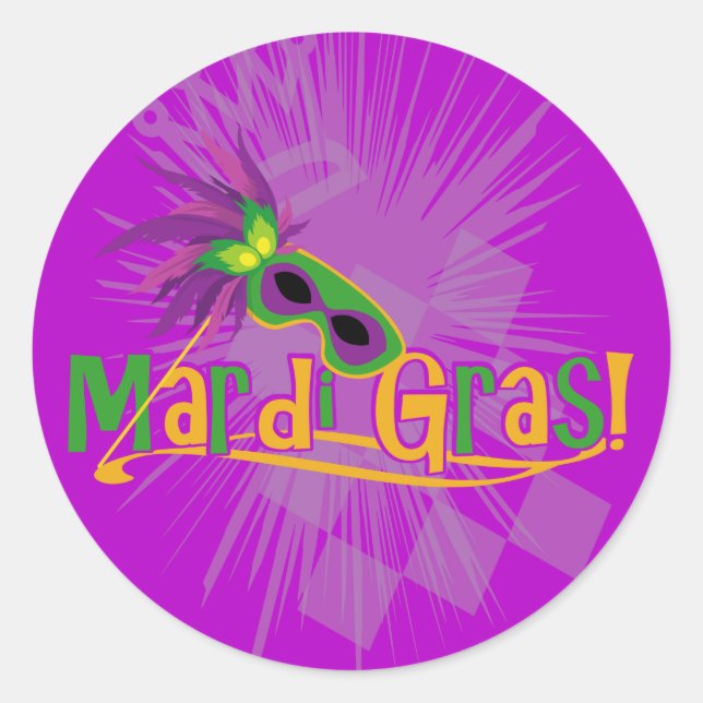 Mardi Gras Mask Runder Aufkleber (Vorderseite)