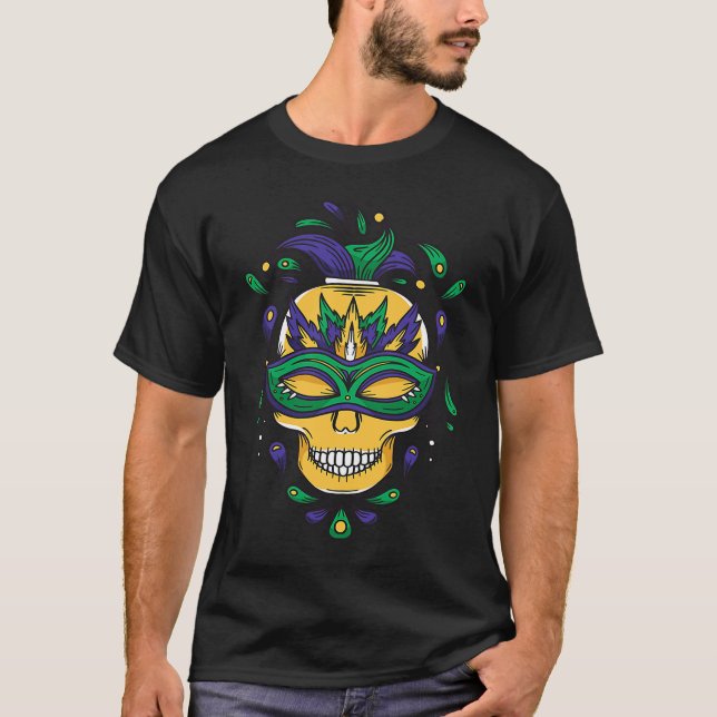 Mardi Gras Mask Skeleton Carnival Costume Festival T-Shirt (Vorderseite)