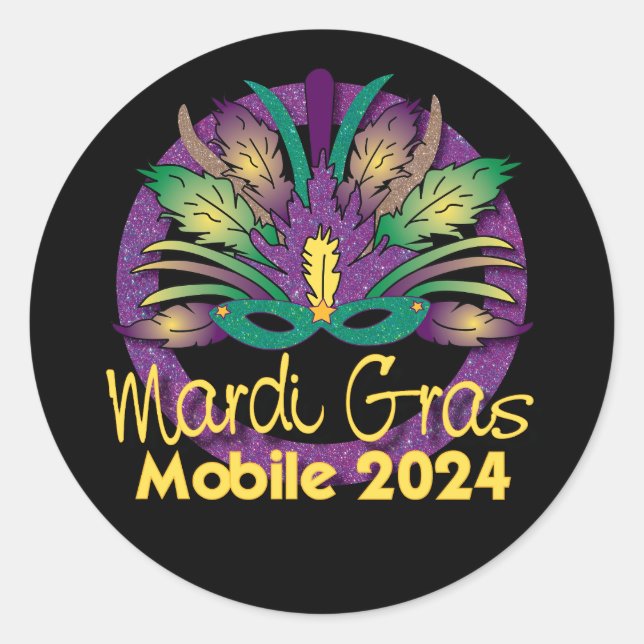 Mardi Gras Mask Sticker -2024 - Mobile, AL (Vorderseite)