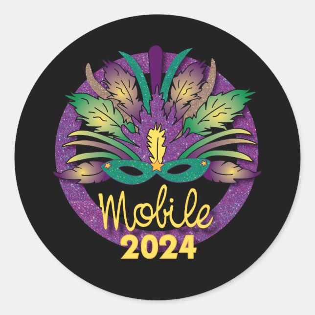 Mardi Gras Mask Sticker -2024 - Mobile, AL (Vorderseite)