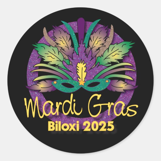Mardi Gras Mask Sticker - 2025 - Biloxi, MS (Vorderseite)