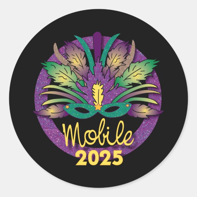 Mardi Gras Mask Sticker -2025 - Mobile, AL (Vorderseite)