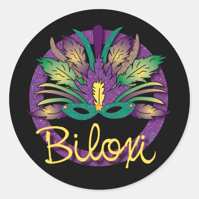 Mardi Gras Mask Sticker - Biloxi, MS (Vorderseite)