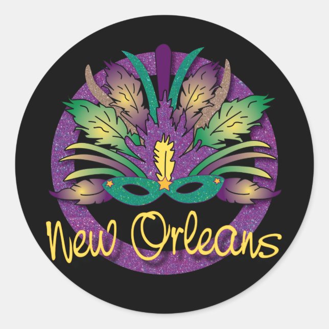 Mardi Gras Mask Sticker - New Orleans, LA (Vorderseite)