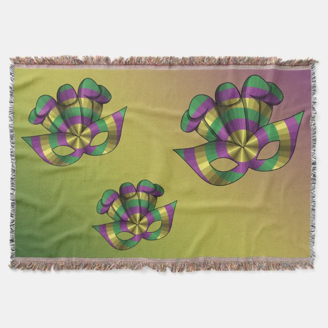 Mardi Gras Mask Throw Blanket Decke (Vorderseite)
