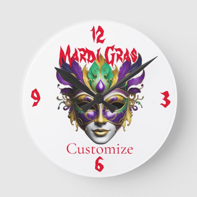 Mardi Gras Mask Thunder_Cove Runde Wanduhr (Vorderseite)