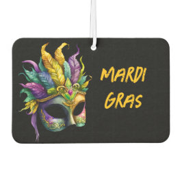 Mardi Gras Maske auf schwarzen Imitaten Wrapped Ca Autolufterfrischer