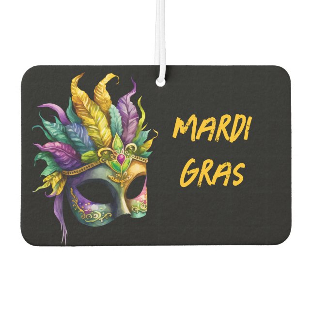 Mardi Gras Maske auf schwarzen Imitaten Wrapped Ca Autolufterfrischer (Vorderseite)