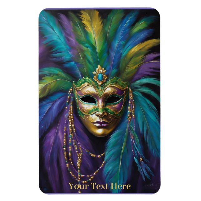 Mardi Gras Maske Beads Karneval Custom Text Magnet (Vertikal)