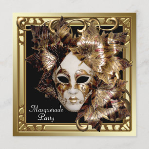 Mardi Gras Maske Black Gold Masquerade Party Einladung