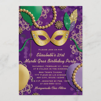 Mardi Gras Maske Geburtstag Einladung