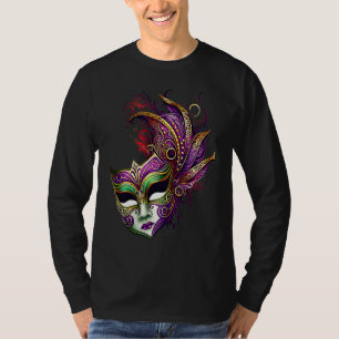 Mardi Gras Maske Grün Lila & Gold T-Shirt