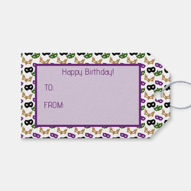 Mardi Gras Maske Lila grüne Imitate Gold Black Geschenkanhänger (Vorderseite (Horizontal))