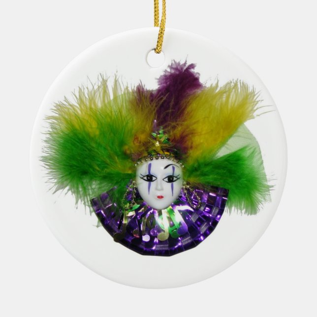 Mardi Gras Maske Lila Keramikornament (Vorne)