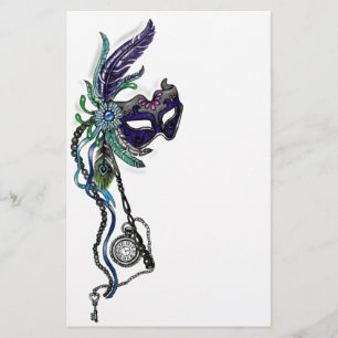 Mardi Gras Maske mit Taschenuhr Briefpapier