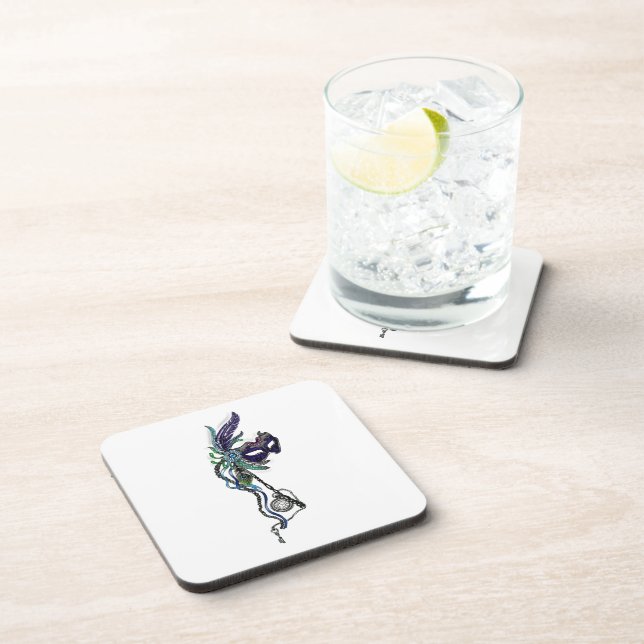 Mardi Gras Maske mit Taschenuhr Getränkeuntersetzer (Rechte Seite)