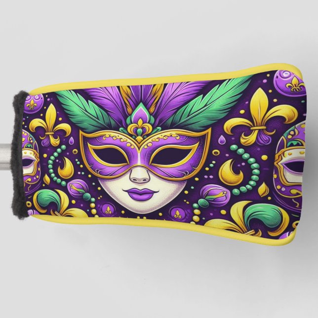Mardi Gras maske/perlen/Lilie Golf Headcover (Vorderseite)