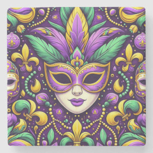 Mardi Gras maske/perlen/Lilie Steinuntersetzer