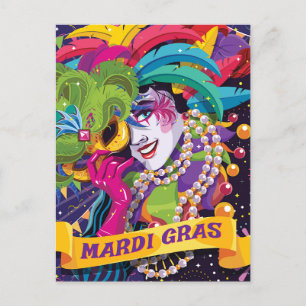 Mardi Gras Masked Poster Postkarte